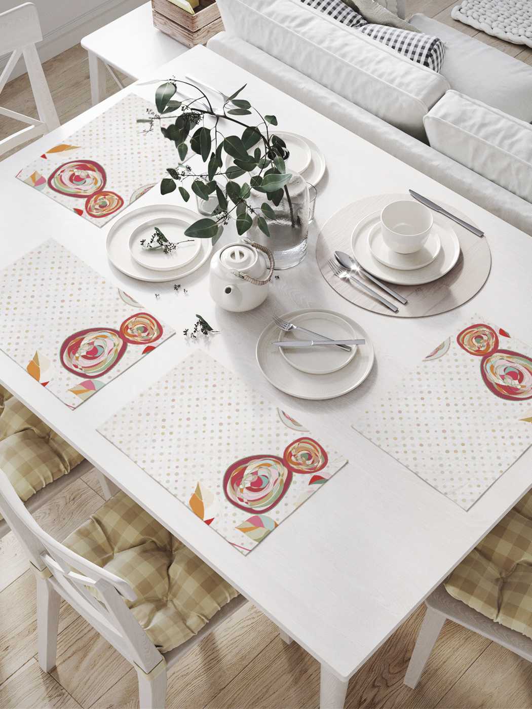 

Комплект салфеток JoyArty "Иллюстрация роз" для сервировки стола (32х46 см, 4 шт.), Серый