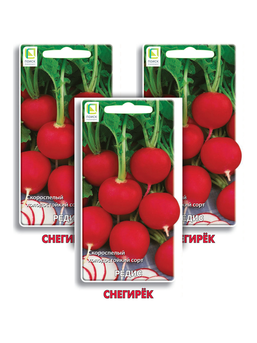 

Семена редис Поиск Снегирек 96674 3 уп., Редис
