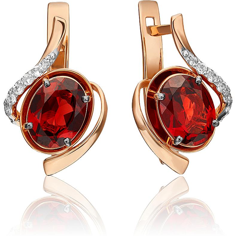

Серьги женские из золота ЮЗ Платина 02-4458-00-264-1110-57, гранат/топаз, 02-4458-00-264-1110-57