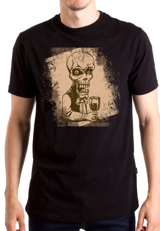 

Футболка унисекс NoBrand Drinking Skeleton черная L, Черный, Drinking Skeleton