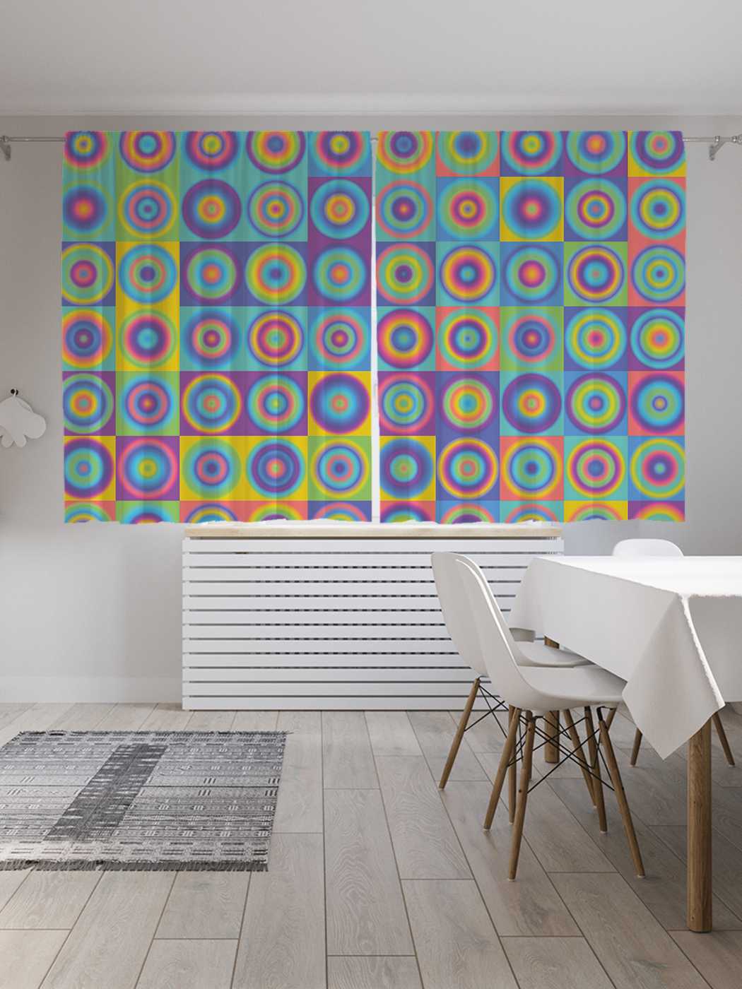 

Классические шторы JoyArty "Разноцветные кружочки", Oxford DeLux, 2 полотна 145x180 см, Разноцветные кружочки