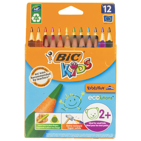 

Карандаши цветные BIC Kids Evolution Triangle, 12 цветов, 8297356, 2 шт, Разноцветные