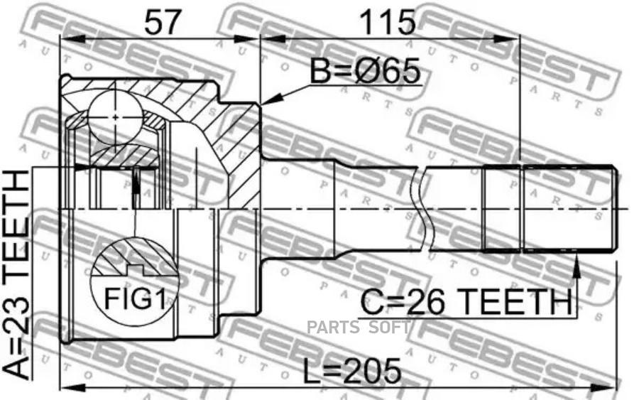 

FEBEST Шрус наружный 23x65x26 FEBEST 0510-035