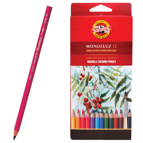

Карандаши цветные акварельные KOH-I-NOOR Mondeluz, 12 цветов, 3,8 мм, 371612, 2 шт, Разноцветные
