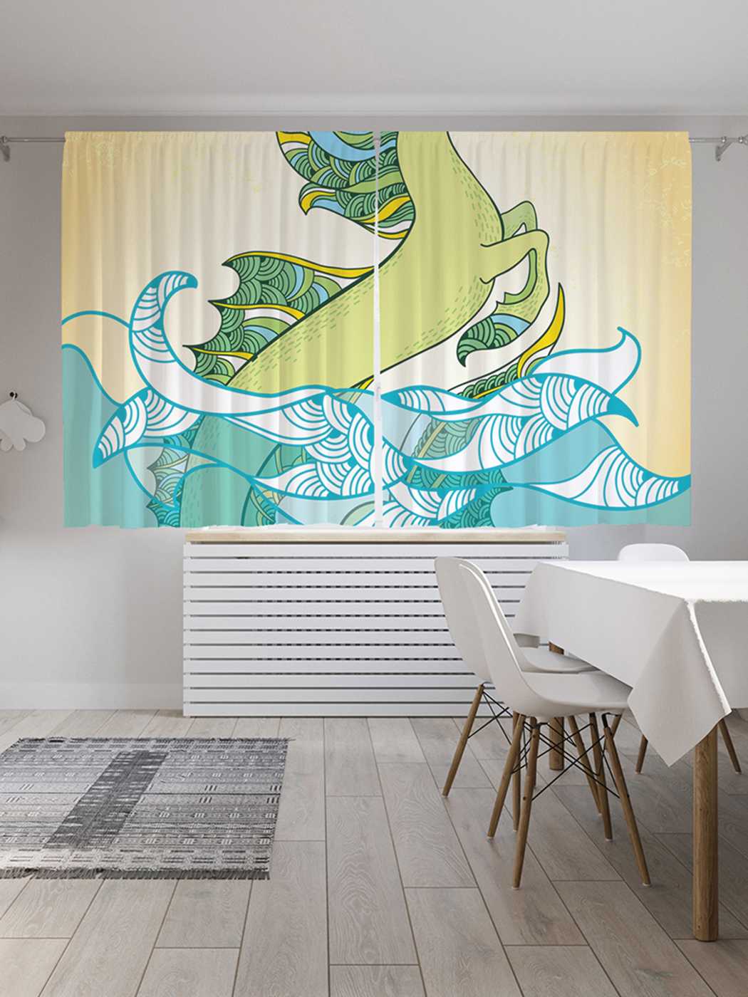 фото Классические шторы joyarty "морская лошадь", серия oxford delux, 2 полотна 145x180 см