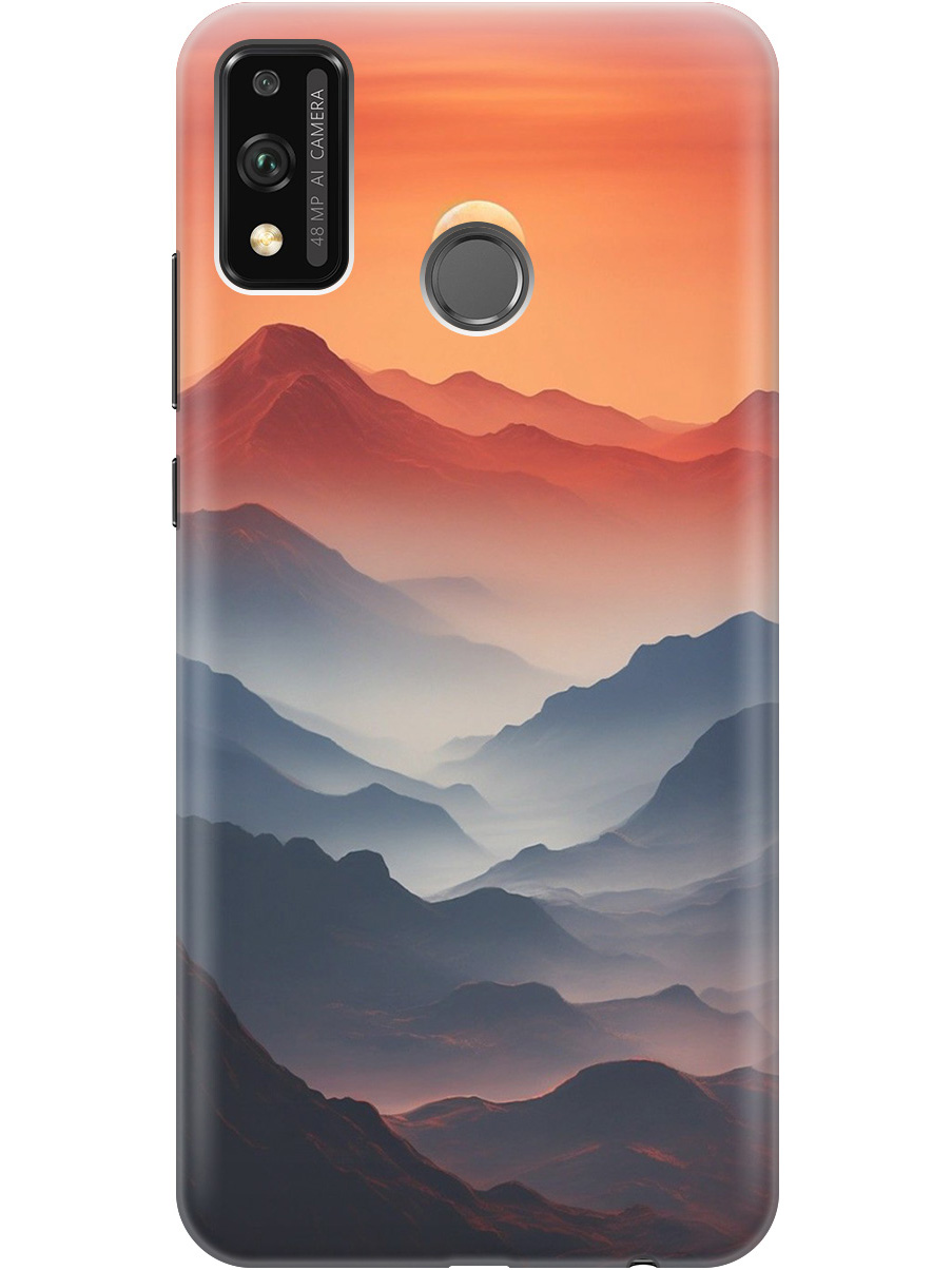 

Силиконовый чехол на Honor 9X Lite с принтом "Луна над горами", Прозрачный;оранжевый;черный, 723565410