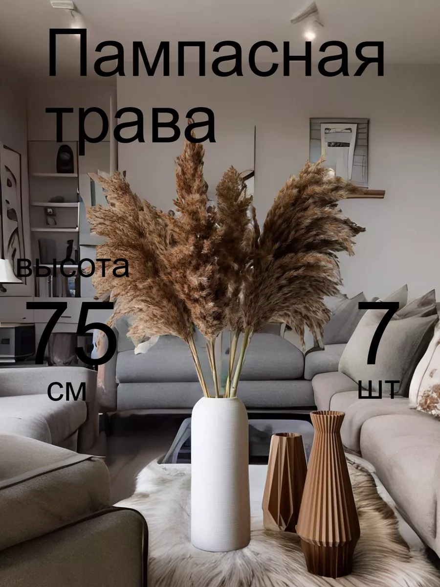 

Сухоцветы для декорирования "Пампасная трава", Бежевый, пампас