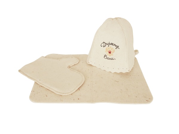 

Набор шапка коврик рукавица для бани 4000 onesize белый