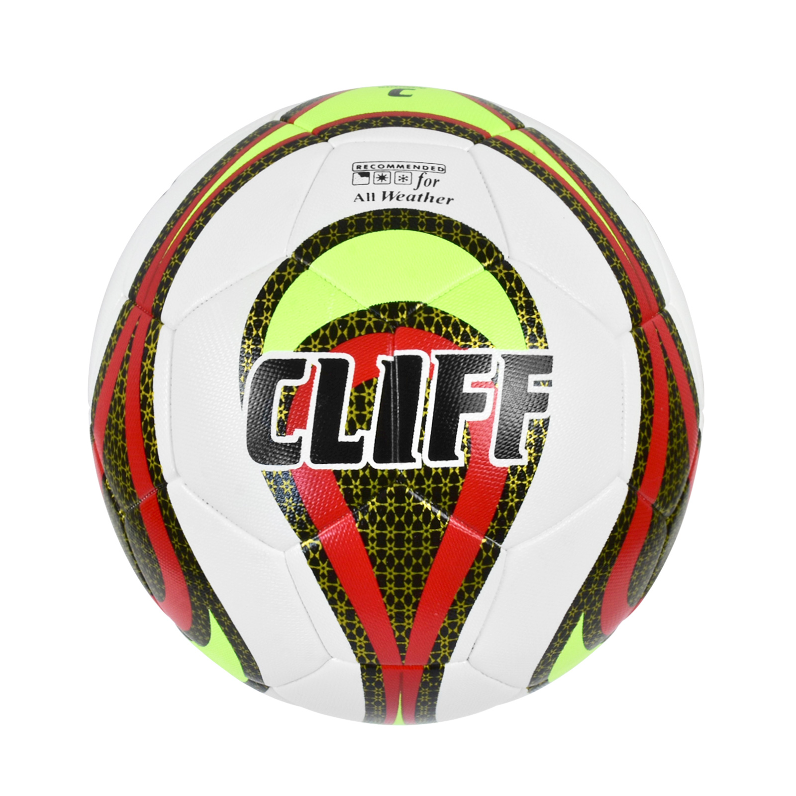 Мяч футбольный CLIFF 3610, 5 размер, PU Hibrid, бело-красно-зеленый