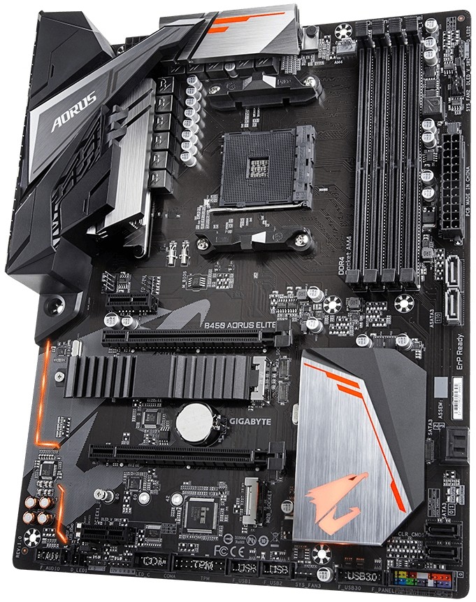 фото Материнская плата gigabyte b450 aorus elite v2