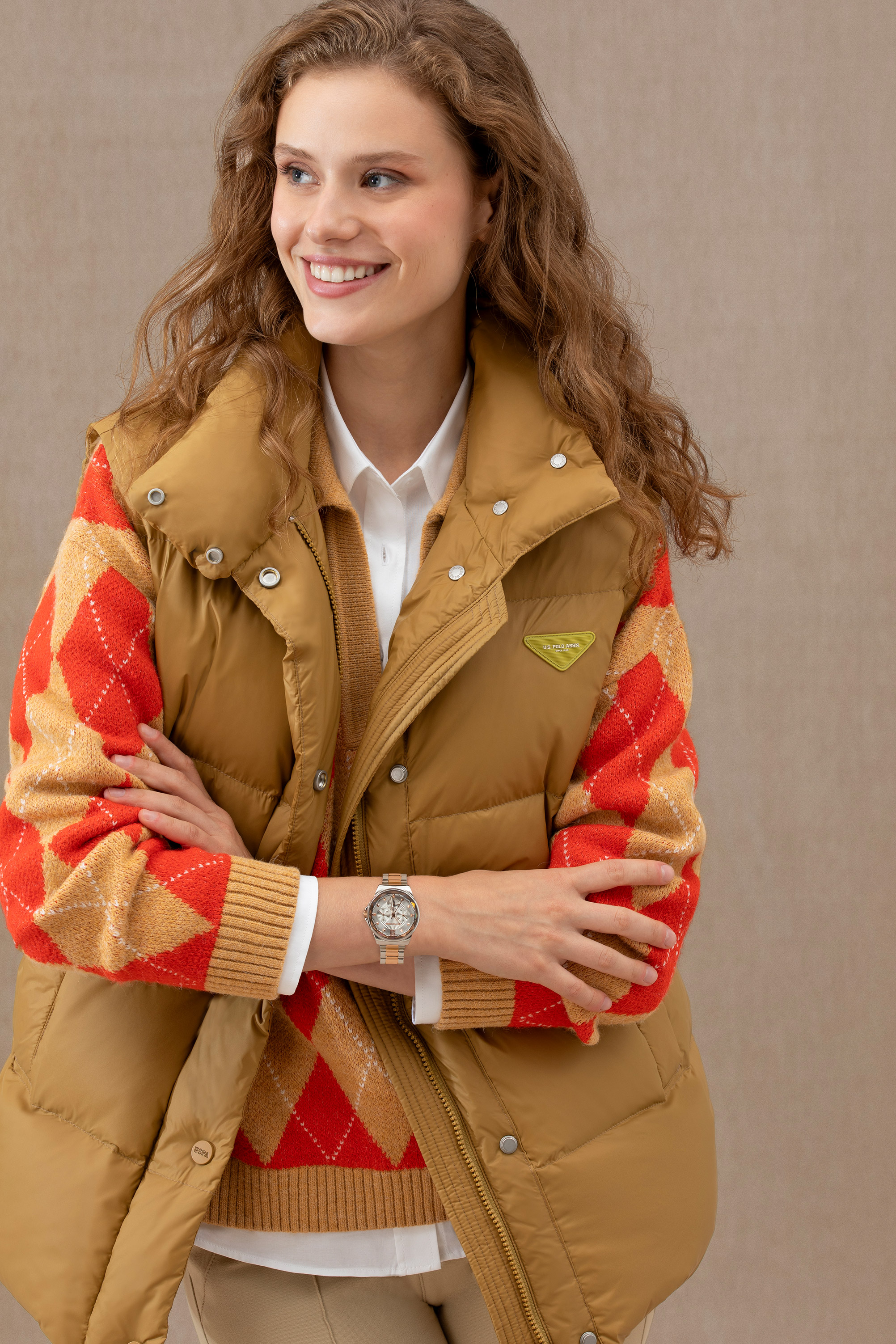 Утепленный жилет женский US POLO Assn G082SZ0100FLAM коричневый 38 7950₽