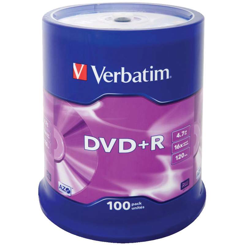 Диск DVD+R 4.7Gb Verbatim 16x Cake Box (100шт) (арт. 269728) 100043163382