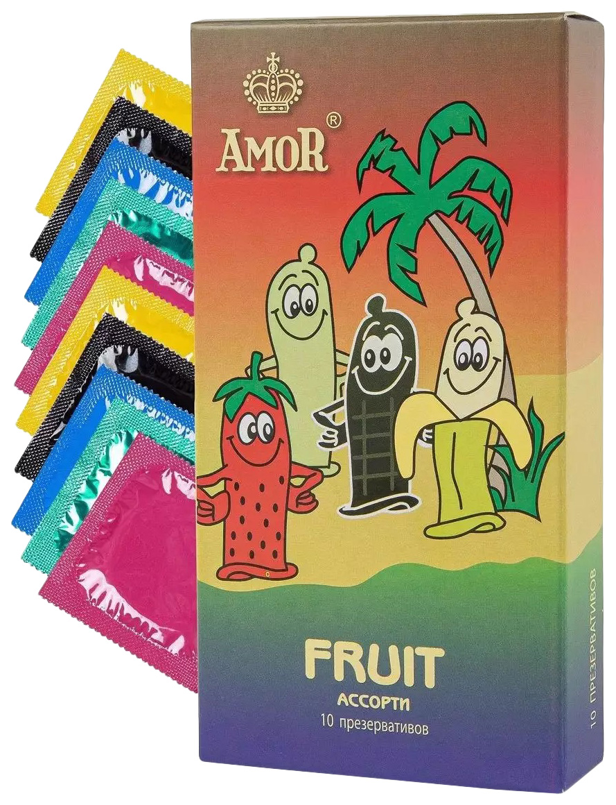 фото Ароматизированные презервативы amor fruit яркая линия 10 шт.