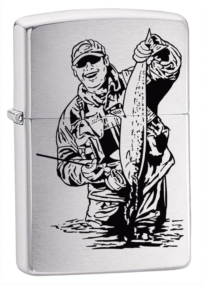 

Зажигалка Zippo, 200FISHERMAN бензиновая классическая оригинал для курения, Серебристый