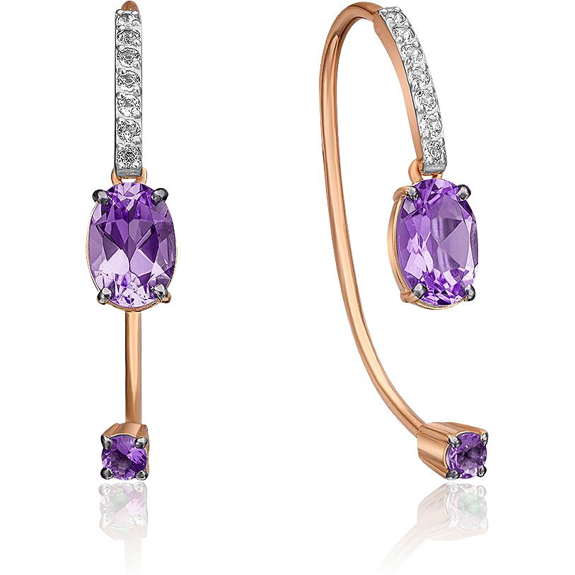 

Серьги женские из золота ЮЗ Платина 02-4365-00-225-1110-57, топаз/аметист, 02-4365-00-225-1110-57