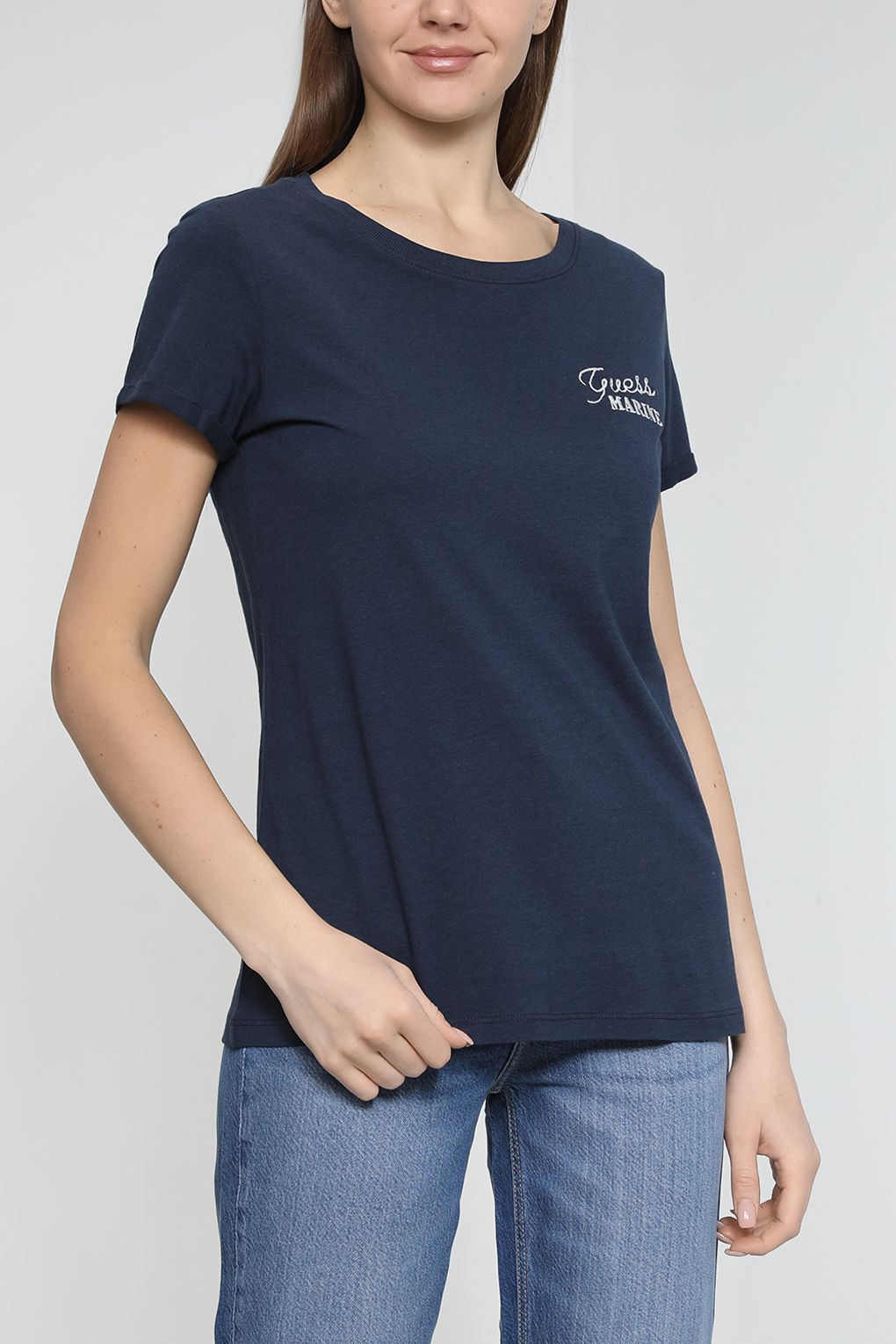

Футболка женская Guess W3GI37 K46D1 синяя L, W3GI37 K46D1