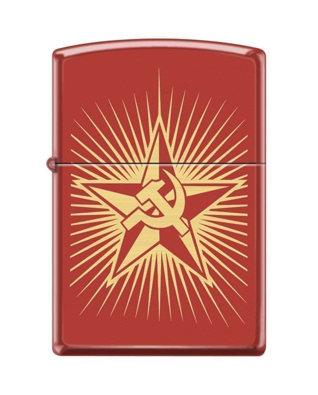 

Зажигалка ZIPPO Серп и Молот и Звезда, Red Matte, латунь/сталь, красная, 38x13x57 мм, Красный