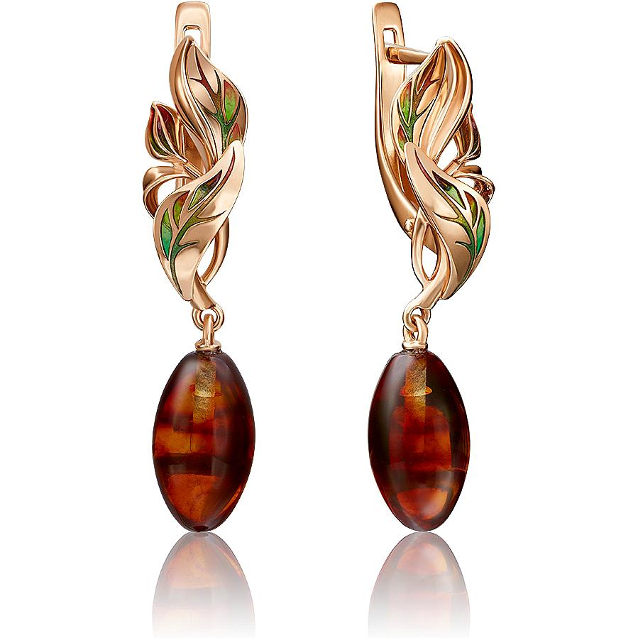 

Серьги женские из золота ЮЗ Платина 02-4197-00-271-1110-46, янтарь, 02-4197-00-271-1110-46
