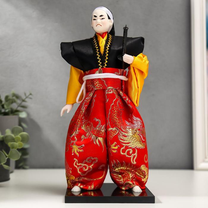 Кукла коллекционная Воин в ярком кимоно с саблей 30х12,5х12,5 см кукла коллекционная керамика