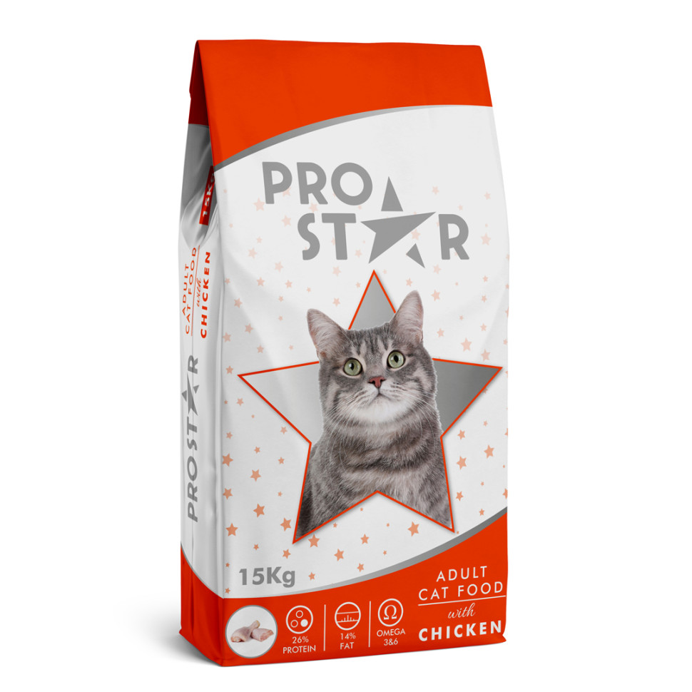 Сухой корм для кошек Prostar Adult Cat Chicken с курицей, 15 кг