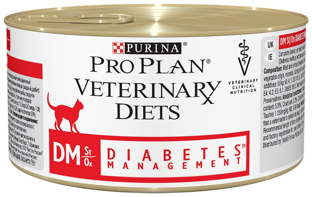 

Консервы для кошек Pro Plan Veterinary Diets Diabetes Management, мясо, 195г, Veterinary Diets DM St/Ox Diabetes Management