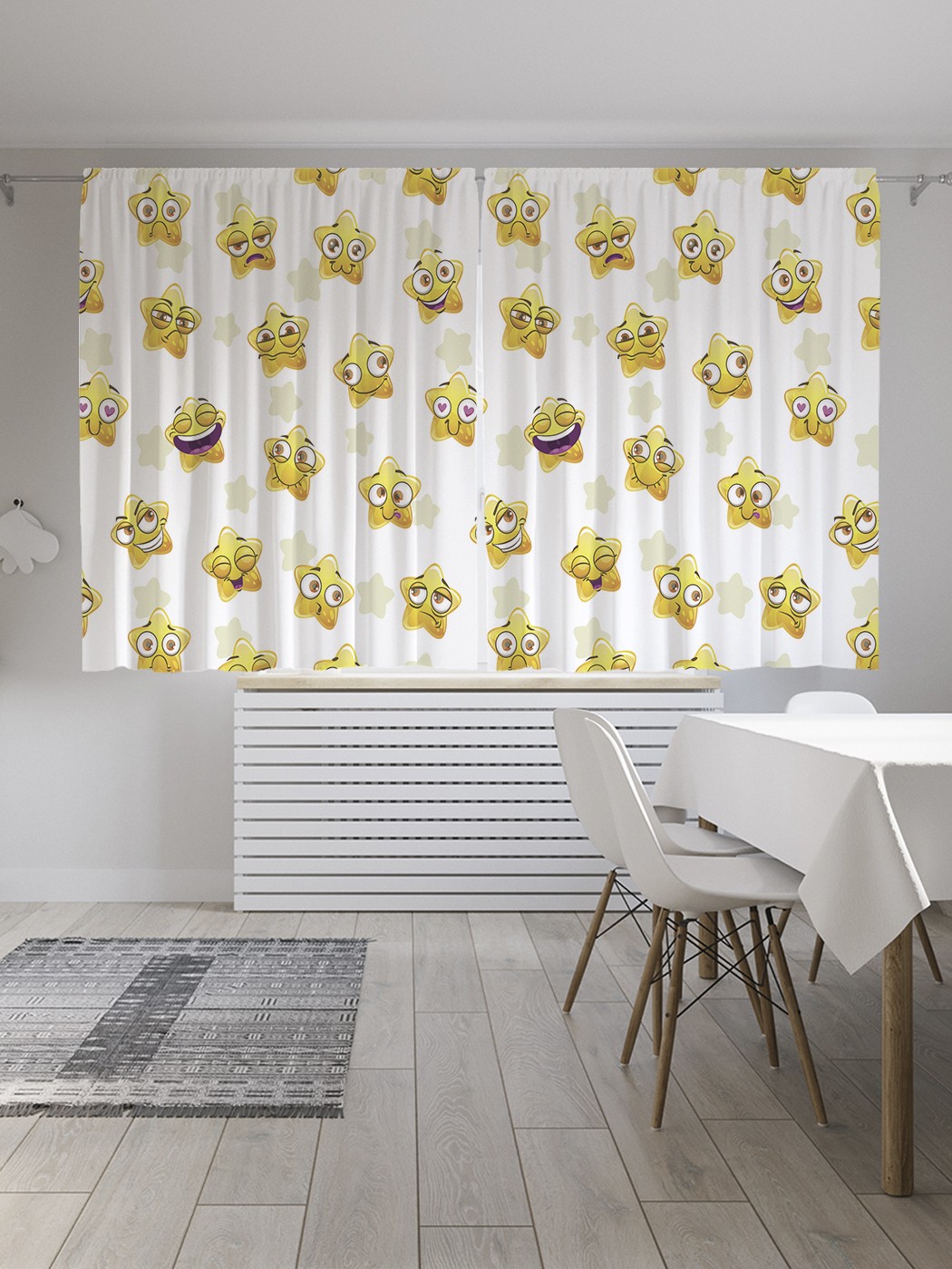 фото Шторы joyarty с фотопечатью "звезды эмодзи" из сатена, 290х180 см