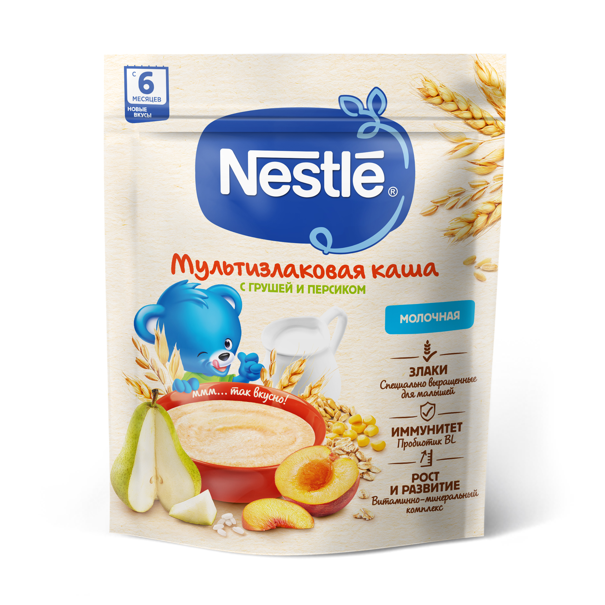 Каша молочная Nestle с 6 месяцев Злаковая Груша Персик Доу-пак 3х200гр