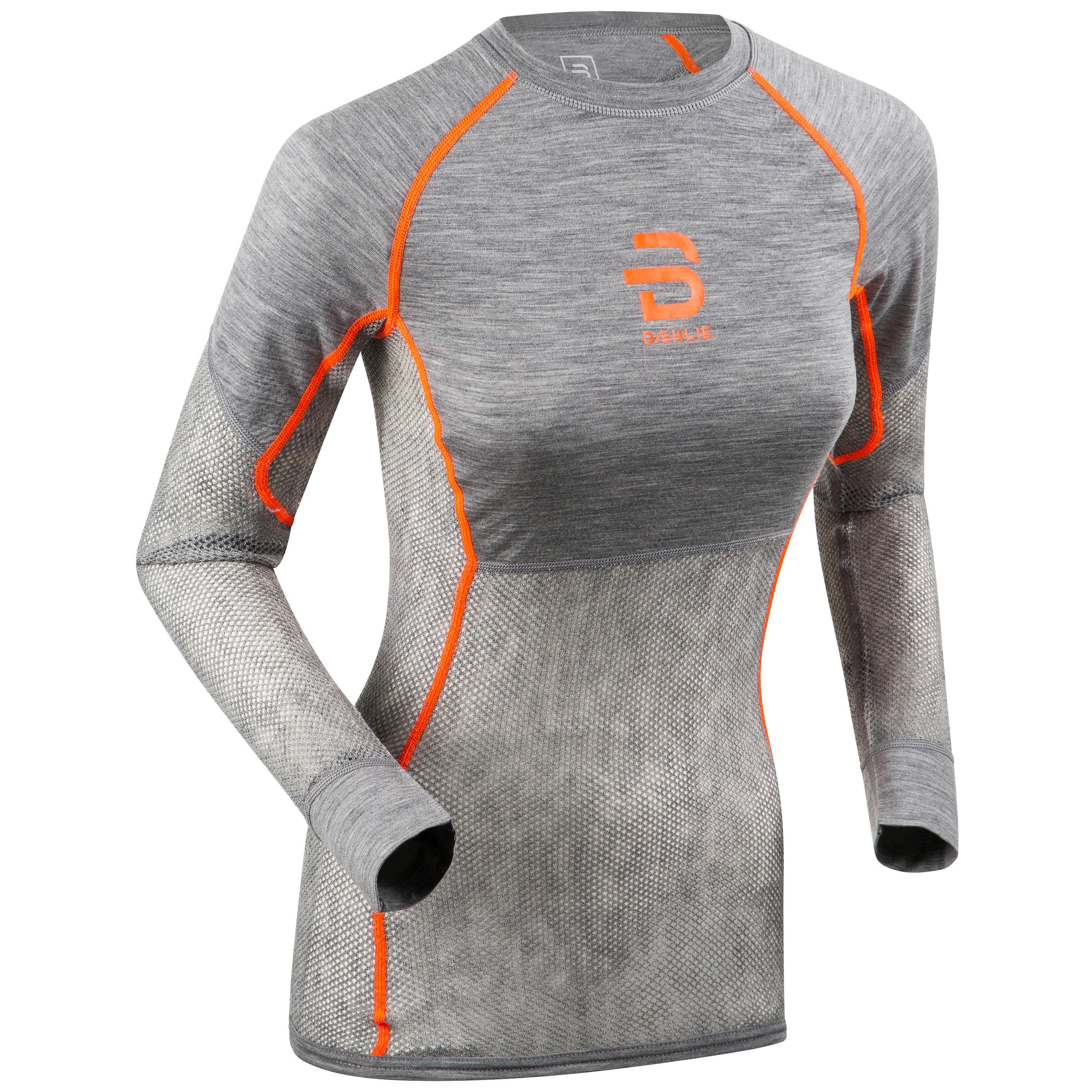 фото Термолонгслив bjorn daehlie airnet wool long sleeve, grey/orange, xs