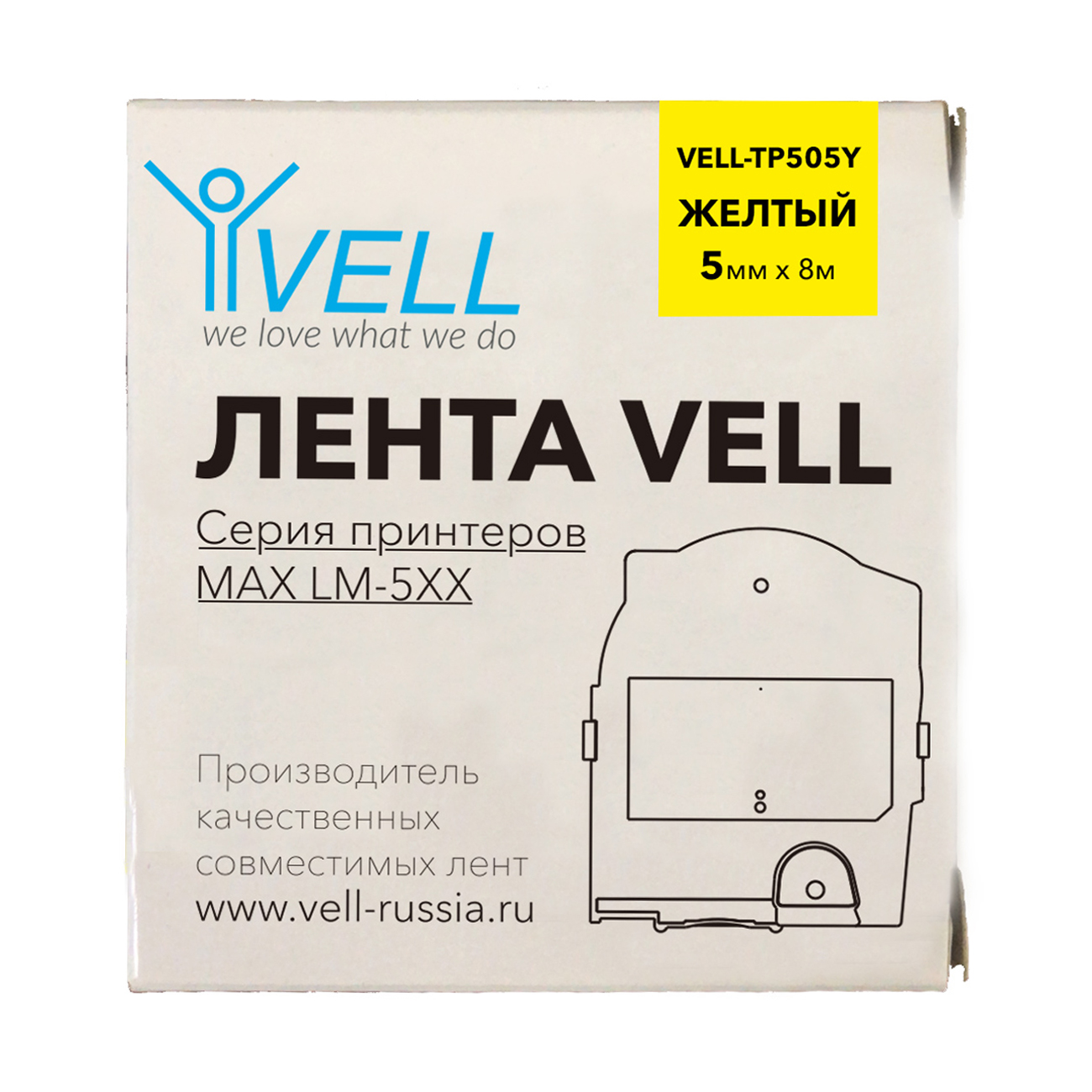 

Лента Vell-TP505Y (желтая, ширина 5 мм, длина 8 м) для серии LM-5xx {LM-TP505Y}, Желтый;черный