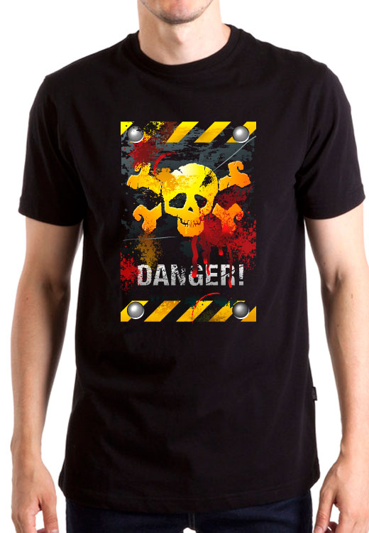

Футболка унисекс NoBrand Danger Skull черная XL, Черный, Danger Skull