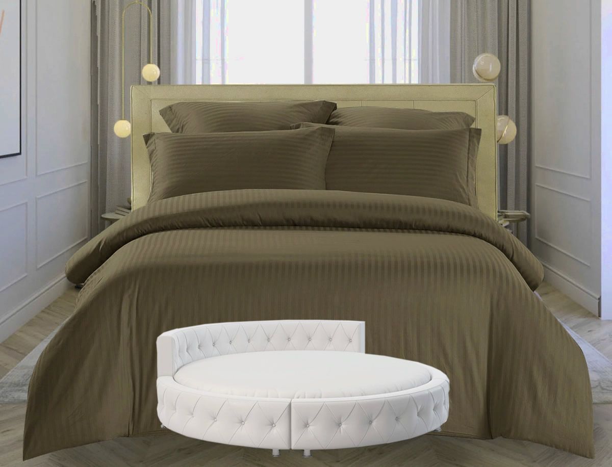 

Простыня Maktex круглая из страйп сатина на резинке 200x200x30 Шоколад 1х1, круглая из страйп-сатина на резинке 200 х 200 х 30