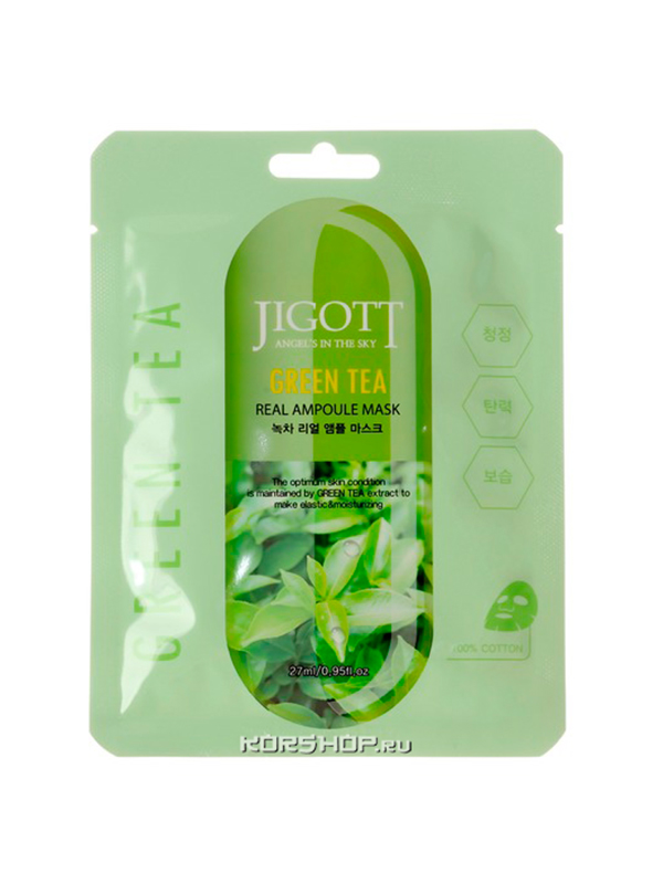 

Маска тканевая с экстрактом зеленого чая Green Tea Real Ampoule Mask Jigott,27 мл(Цв:n/a), 18472