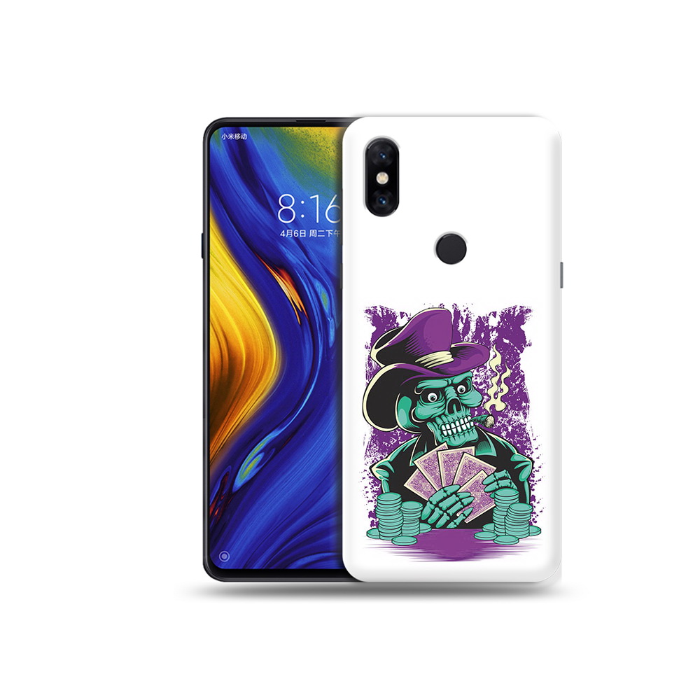 

Чехол MyPads Tocco для Xiaomi Mi Mix 3 зеленый череп с картами (PT119757.326.361), Прозрачный, Tocco