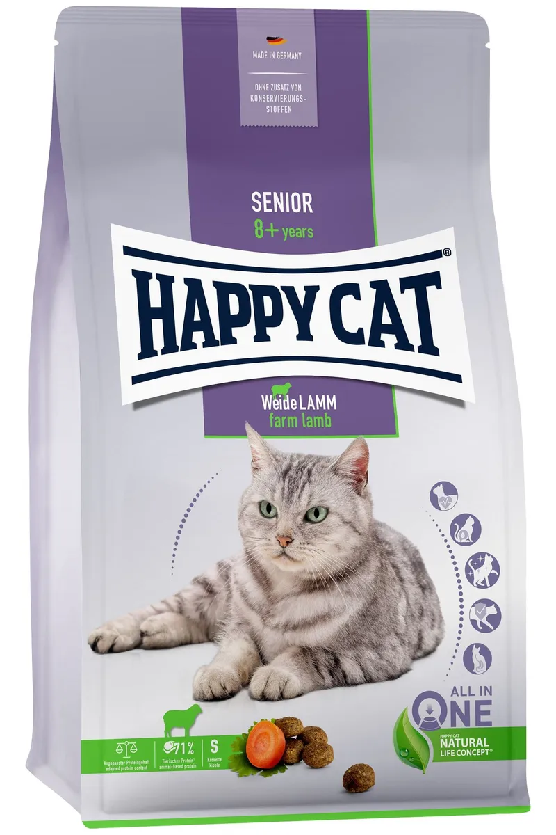 фото Сухой корм для кошек happy cat senior, с пастбищным ягнёнком, 4кг