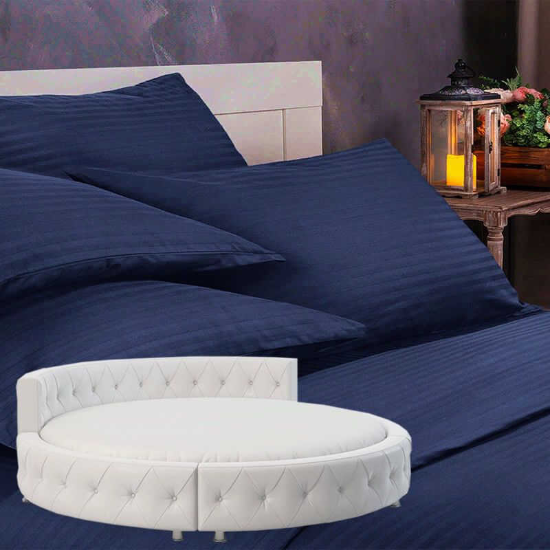 

Простыня Maktex круглая из страйп сатина на резинке 210x210x30 Чернила 1х1, круглая из страйп-сатина на резинке 200 х 200 х 30