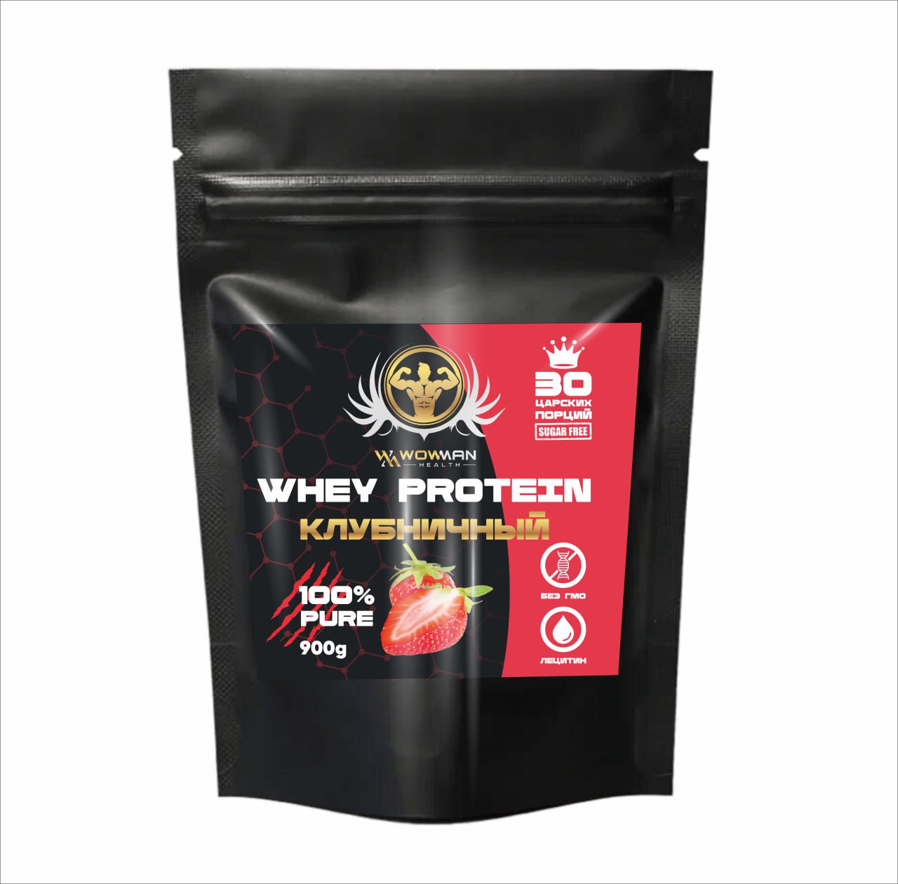 Протеин WowMan Whey Protein со вкусом клубники 900 г