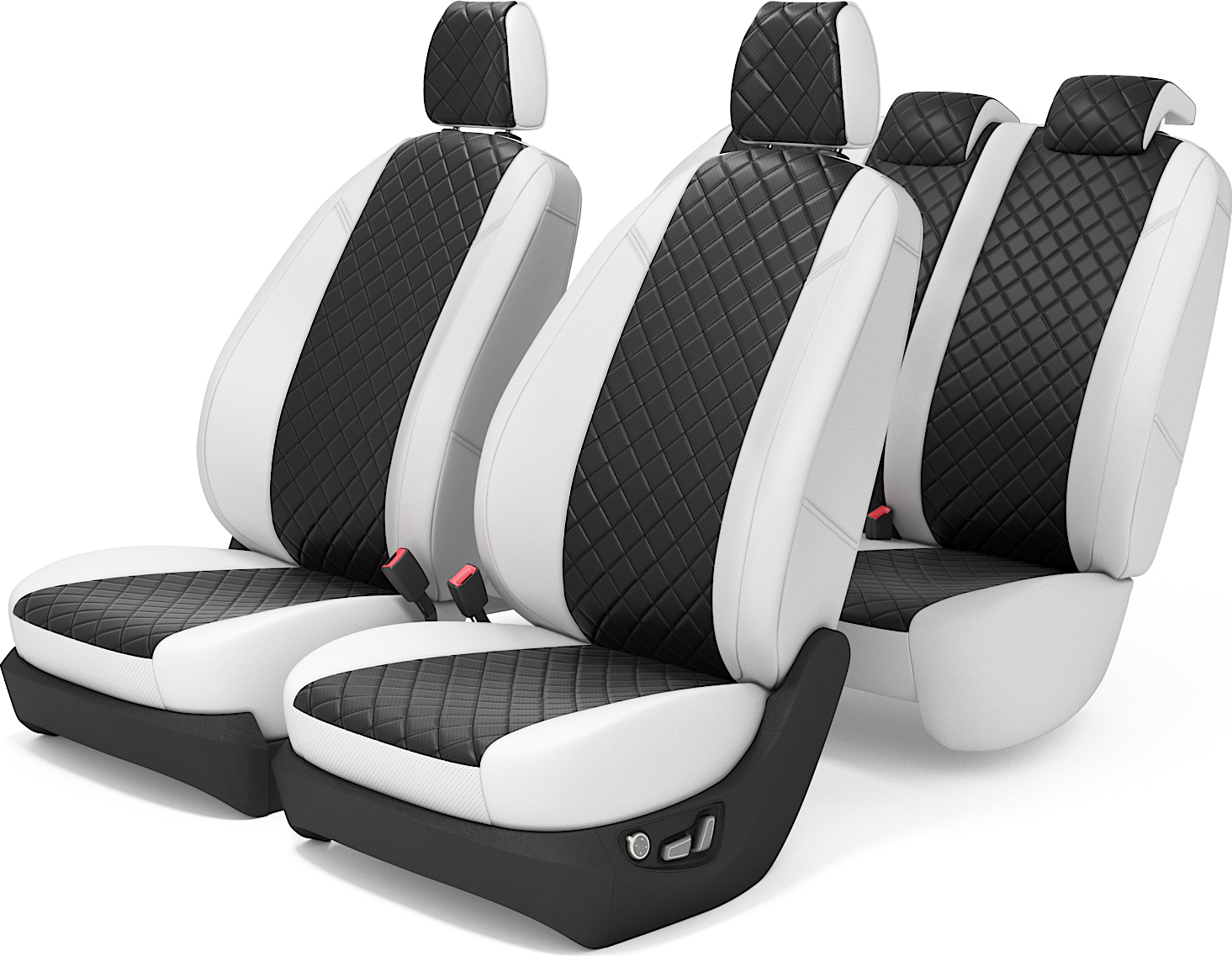 

Чехлы на сиденья Фольксваген Тигуан 1 с 2004 по 2017 год, Экокожа РОМБ, Черный, PTiguan0716