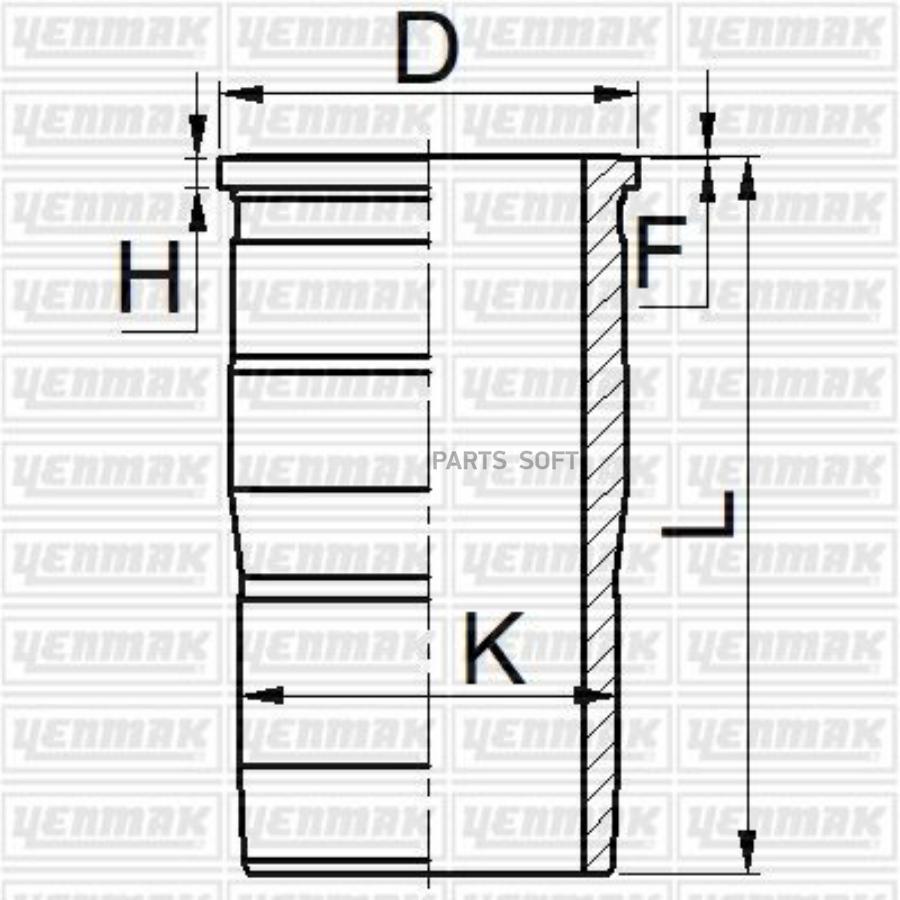 

51-06088-000 131 Mm. Гильза K=144 L=262 H=11,2 D=159,6 YENMAK 5106088000