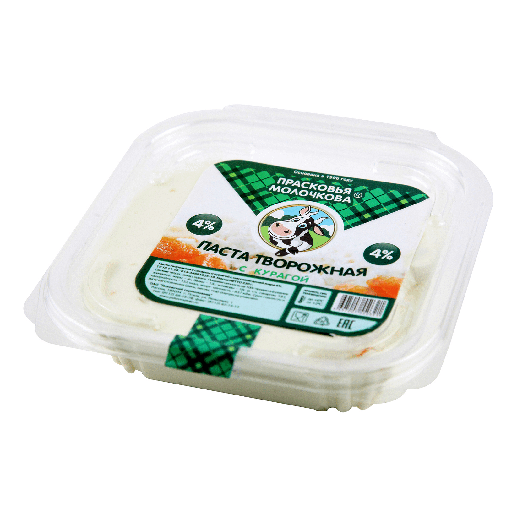 

Творожная паста Прасковья Молочкова с курагой 4% 230 г