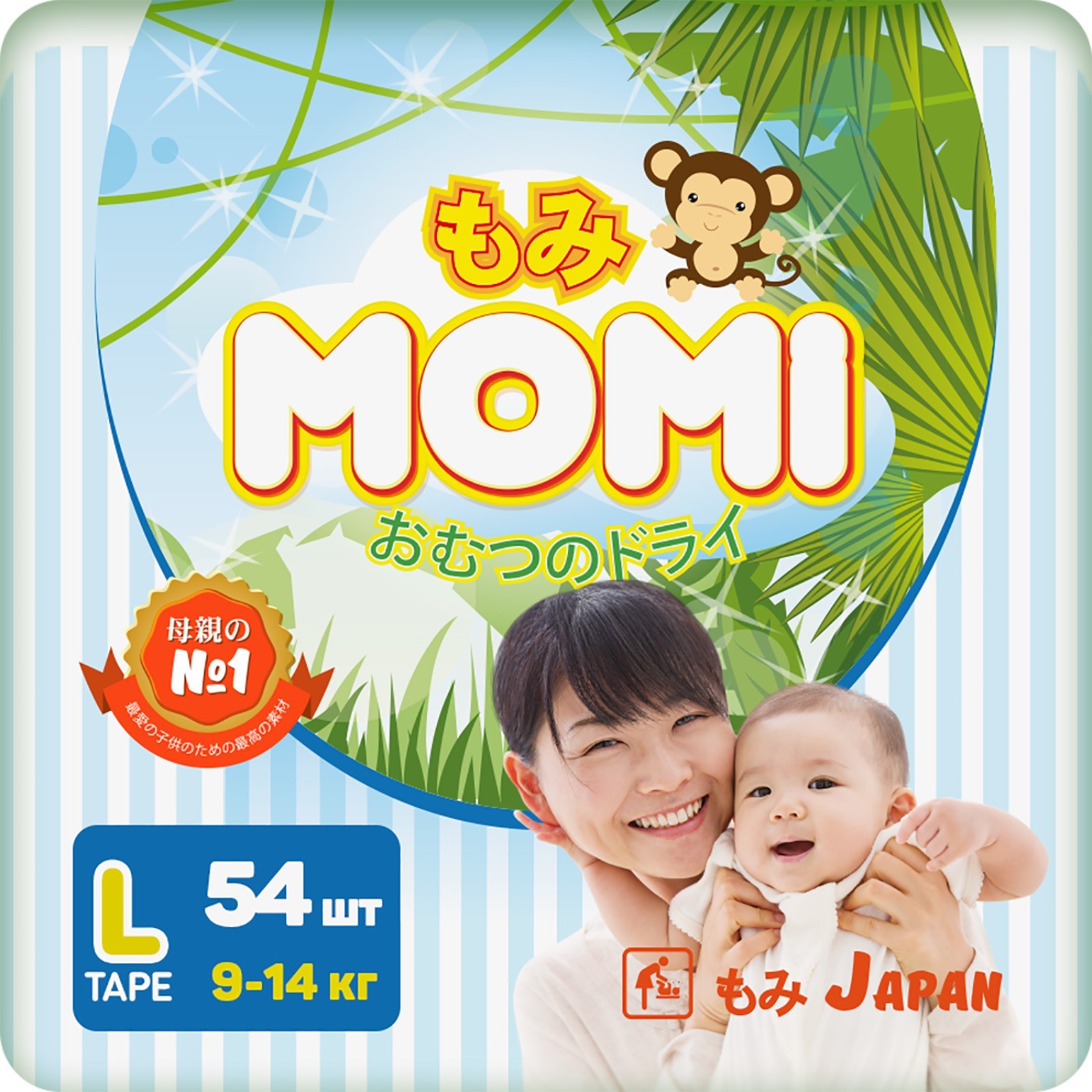 фото Подгузники momi размер l (9-14 кг), 54 шт