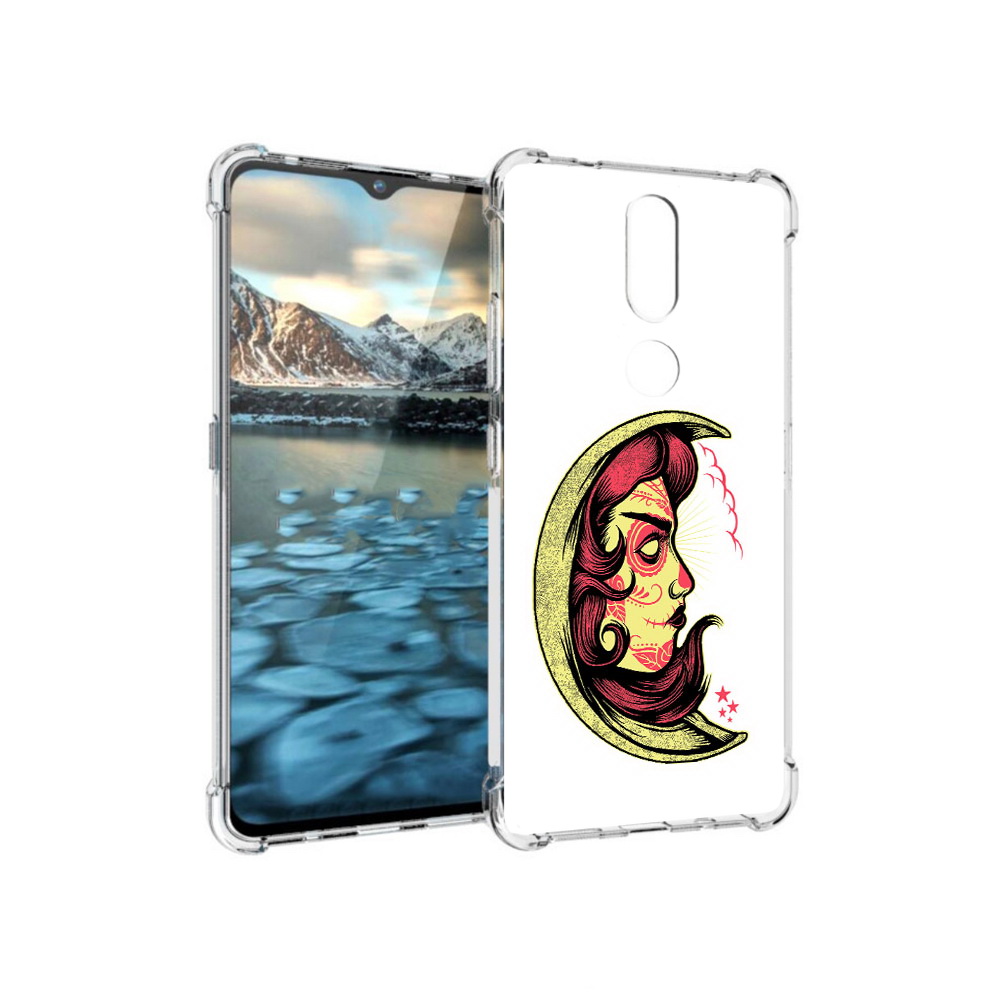 

Чехол MyPads Tocco для Nokia 2.4 желтый полумесяц с лицом девушки (PT227049.107.346), Прозрачный, Tocco