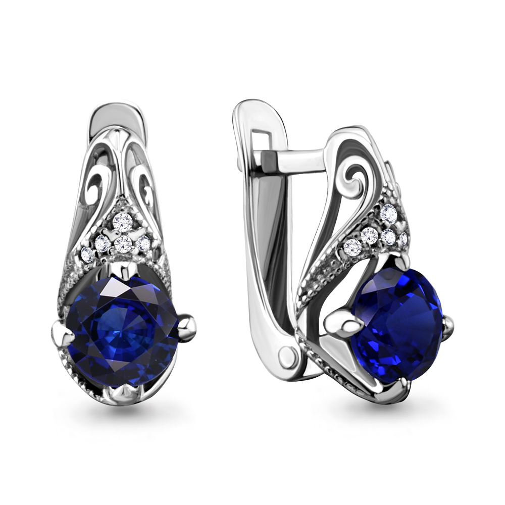 

Серьги из серебра с фианитом Aquamarine 42984Б_925_р, 42984Б_925_р