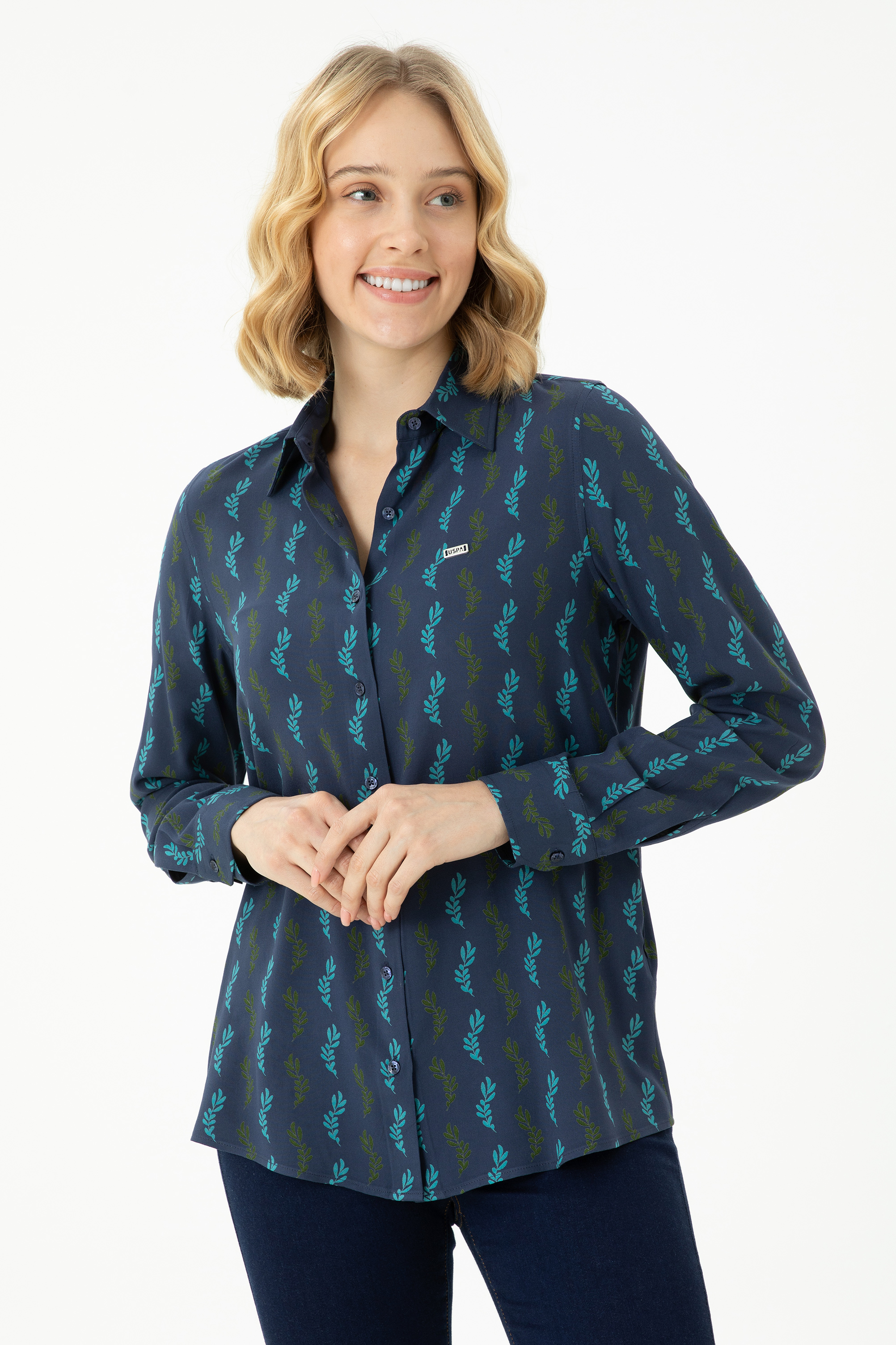 

Рубашка женская US Polo Assn G082GL0040ASILA синяя 32, Синий, G082GL0040ASILA