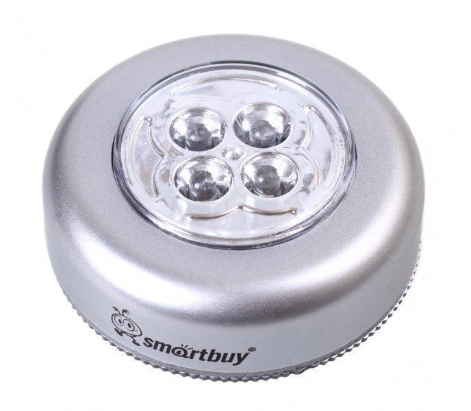 фото Светодиодный светильник push light smart buy sbf-831-s (1 штх4 led 3ааа) серебристый