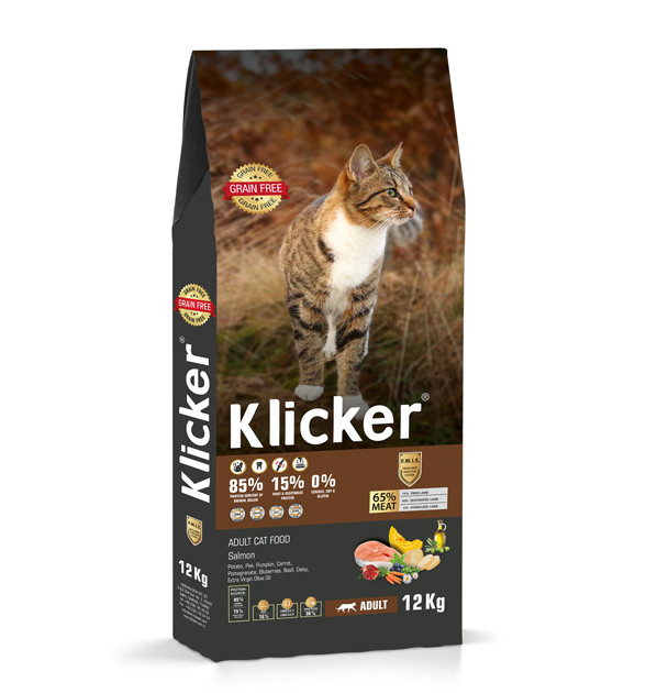 

Сухой корм для кошек Klicker Adult Cat Salmon с лососем, 12 кг, Klicker Adult Cat Salmon сухой корм для взрослых кошек с лососем - 12 кг
