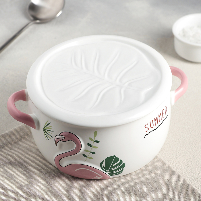 

Бульонница с керамической крышкой «Тропики» 900 мл, цвет МИКС