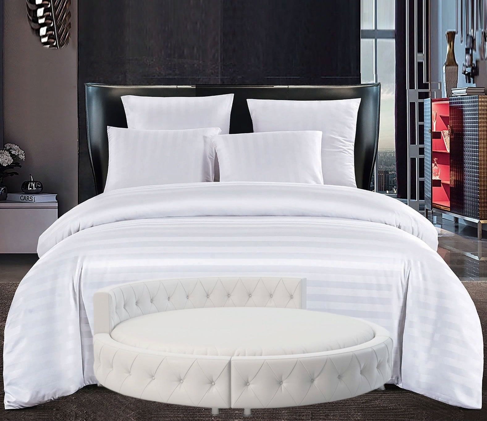 

Простыня Maktex круглая из страйп сатина на резинке 200x200x20 Белый Люкс 3х3, круглая из страйп-сатина на резинке 200 х 200 х 30
