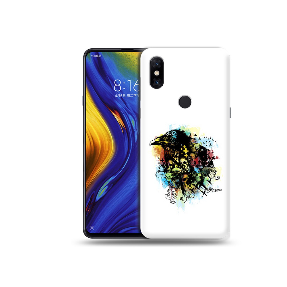 

Чехол MyPads Tocco для Xiaomi Mi Mix 3 ворон и черепа (PT119757.326.273), Прозрачный, Tocco