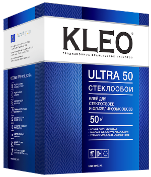 Клей для обоев KLEO ULTRA 50 Стеклообои, Флиз. 500гр.(12) сыпучий клей для флизелиновых обоев kleo