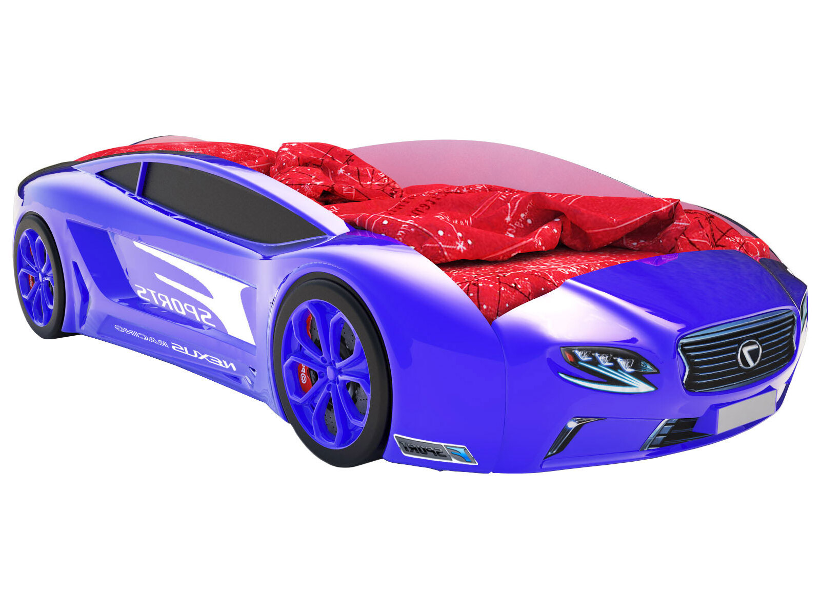 фото Кровать-машина roadster лексус синий (лексус roadster), с подсветкой дна киндер